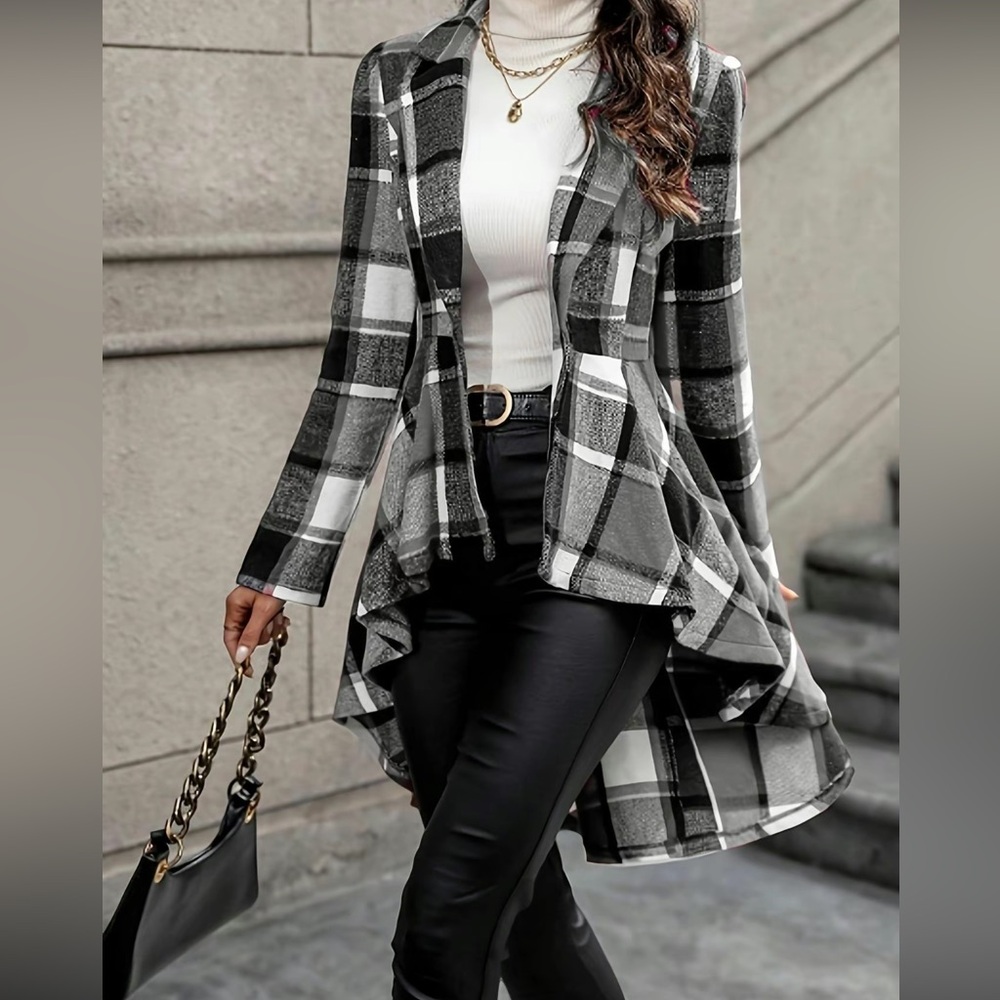 Plaid Black and White Women's Jacket